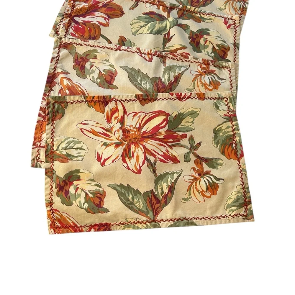 April Cornell Set Of Four French Country Fall Floral Fabric Placemats
